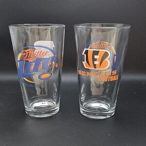 Miller Lite Cincinnati Bengals Beer Glasses, set of 2
